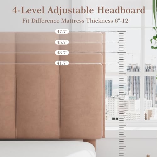 Twin Size Bed Frame with Upholstered Headboard