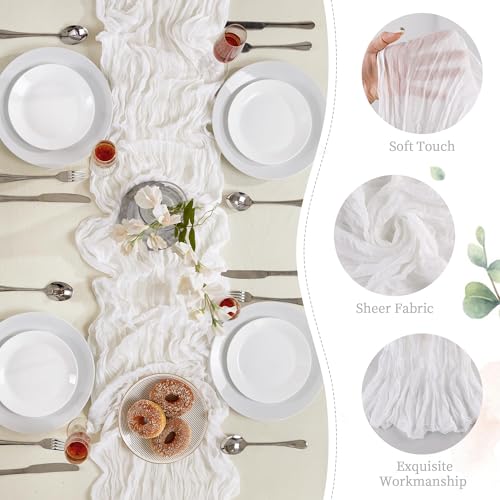 White Cheesecloth Table Runner 35×120Inch Fall Boho Wedding Home Decor