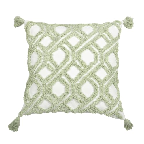 Boho Pillow Covers 18X18 Inch Boho Tufted Throw Pillow Covers Decorative Tassels Cushion Cover Farmhouse Pillow Case for Couch Sofa Bed Living Room Bedroom