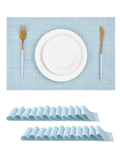 Soft Sky Blue Woven Placemats Set of 24 (24 Count)