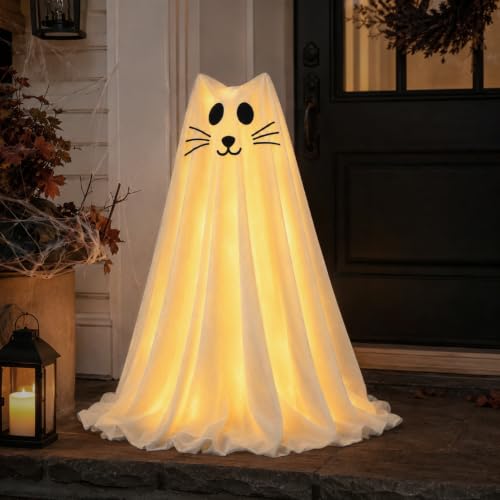 1 Packs Spooky Ghost Halloween Cat Decor Indoor for Birthday Party (1 Pack Ghost Cat)