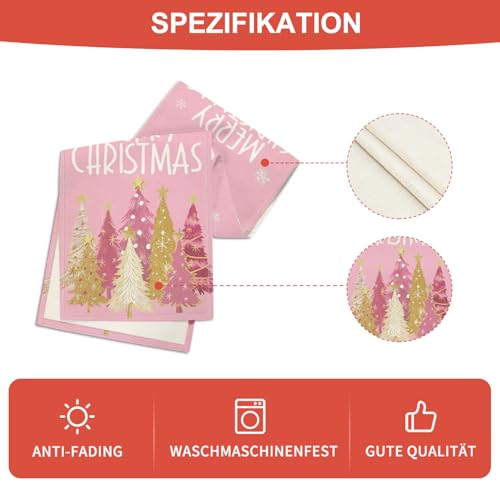 Pink Xmas Trees Table Runner Home Party Decor 13x36 Inch