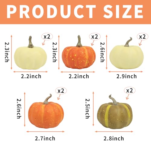 10Pcs Fake Pumpkins Fall Thanksgiving Decorations