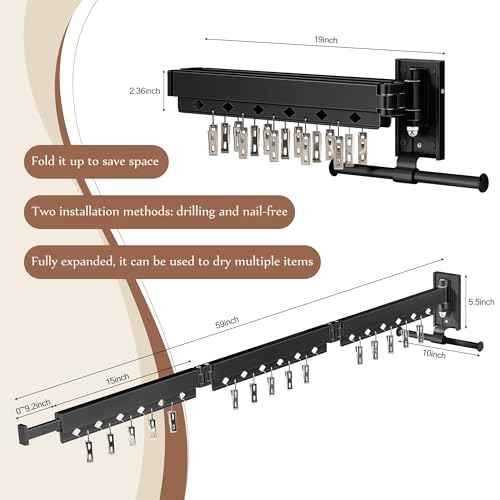 Wall Mounted Collapsible Clothes Drying Rack