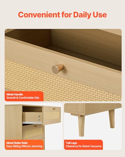 5 Drawer Rattan Dresser