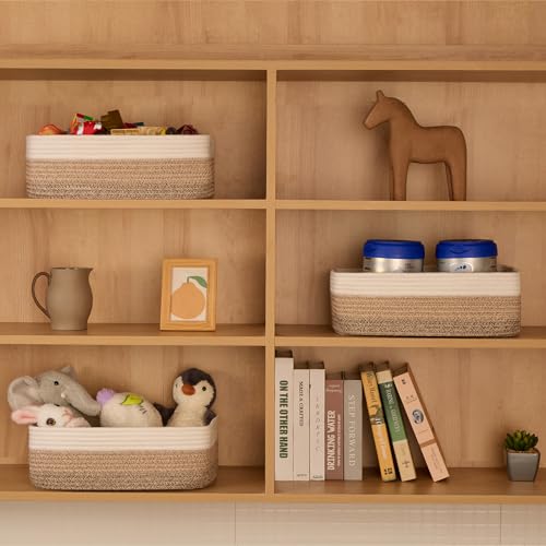 Large Shallow Organizing Baskets 15x11x5.1 Inches (2 Count)