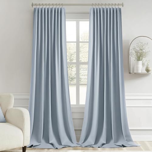 Light Blue Back Tab Blackout Curtains 52x120 Inch Long 2 Panels Set (2 Count)