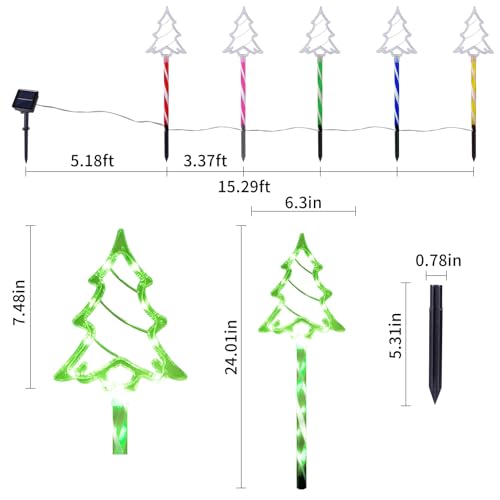 Solar Christmas Tree Pathway Lights Outdoor Decorations (10 Count)