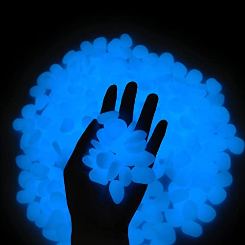 Glow Pebbles 300 pcs Blue Glowing Rocks for Outdoor Decor (300 Count)