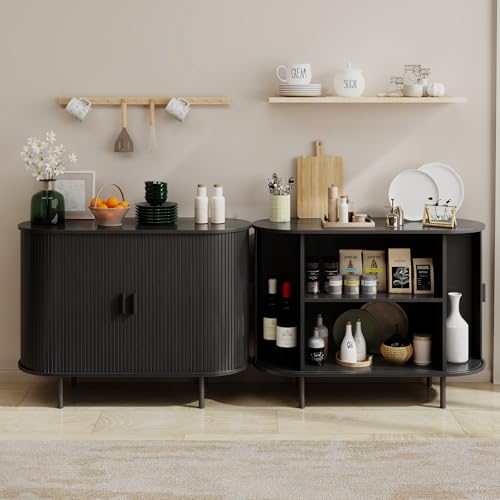 40" Fluted Buffet Sideboard Cabinet with Sliding Door