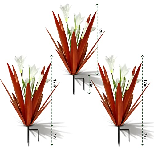 Metal Agave Plant Outdoor Decoration Lily Mexican Yard Art Garden Statue (3 Count)