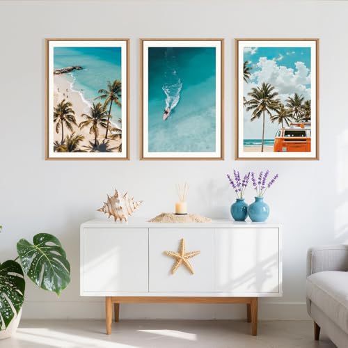 Large Nature Surfboard Beach Framed Canvas Wall Art