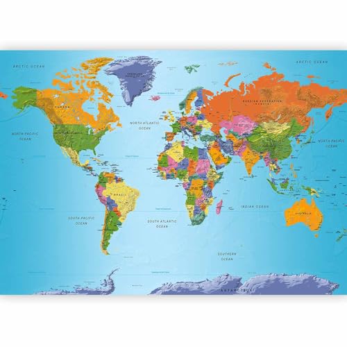 Wall Mural World Map 79x55 in (30.13 Sq Ft)