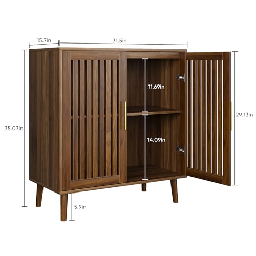 32″ Modern Farmhouse Sideboard Cabinet with Louvered Doors