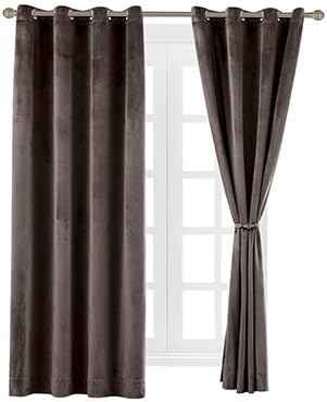 Cherry Home Set of 2 Blackout Velvet Drapes Room Darkening Curtains Panel Grommet Drapery, 52 by 63-Inch, Chocolate Brown(2 Panels) Theater| Bedroom| Living Room| Hotel