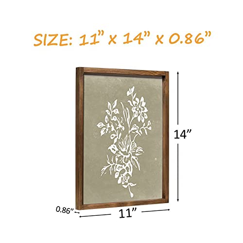 Framed Boho Wall Art Set of 4 for Wooded Minimalist Botanical Print Wall Art for Rustic Vintage Farmhouse Home Kitchen Wall Decor (4 Count)