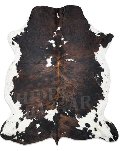 Dark Tricolor Cowhide Rug 6x7 ft