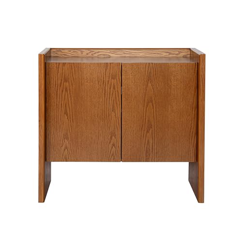 34" Walnut Sideboard Cabinet with Storage