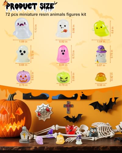 72Pcs Halloween Mini Resin Animals Figures (72 Count)