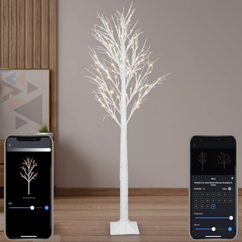 Smart Lighted Birch Twig Tree with Fairy Lights