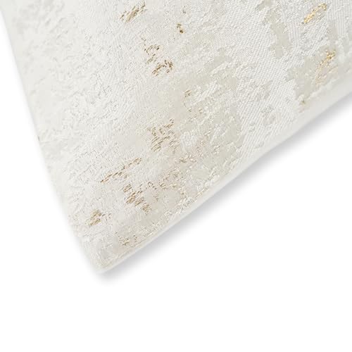 Cream Champagne Metallic Jacquard Pillow Covers 18x18 Pack of 2 Velvet Back Modern Glam Sofa Decor (2 Count)
