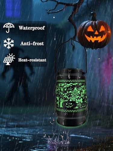 Halloween Decor Outdoor Solar Lanterns Waterproof Halloween Decorations Scary Ghost with Pumpkin Spooky Lights for Garden