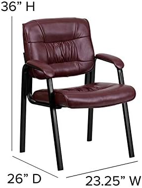 Flash Furniture Haeger LeatherSoft Tufted Executive Reception Chair with Padded Armrests, Upholstered Side Chair for Living Room or Office, Burgundy