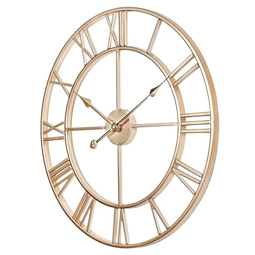 Silent 24 Inch Wall Clock for Living Room Decor