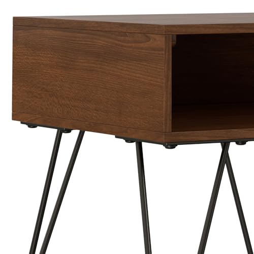 Hunter 22" Wide Metal Rectangular End Table in Walnut