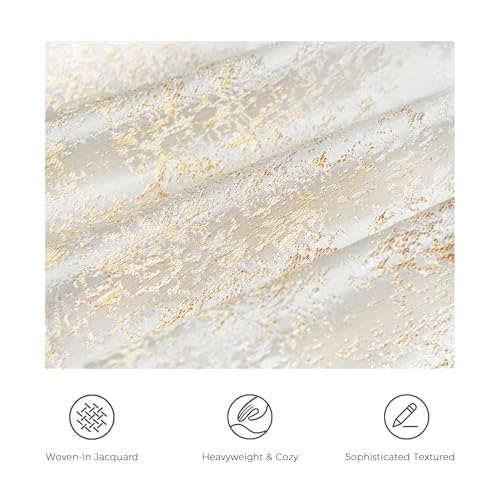 Cream Champagne Metallic Jacquard Throw Pillow Cover 18x18 Velvet Back Modern Glam Sofa Decor
