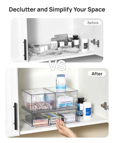 Clear Stackable Storage Drawers Set of 4 (4 Count)