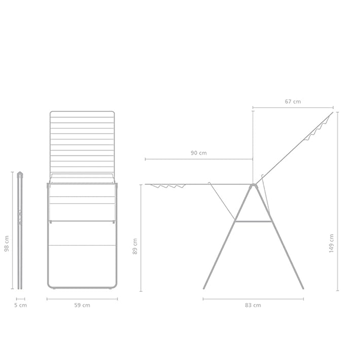 Brabantia HangOn Clothes Drying Rack | 82ft (25m) | White | Large Indoor Clothes Airer Laundry Stand with 2 Fold-Out Wings & Hanger Hooks, Folds Flat | Fits 2 Full Loads