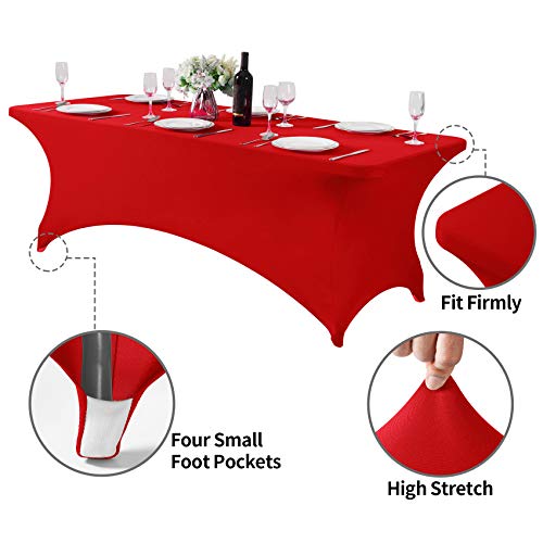 2Pack Spandex Table Cover for 8FT or 4ft or 6ft Table Universal Fitted Stretch Tablecloth for Party (2 Count)