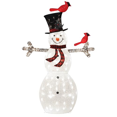 5FT Lighted Snowman with Birds for Christmas Decoration