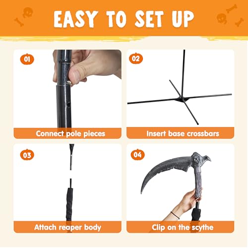 6 Ft Flying Grim Reaper Animated Halloween Decorations Outdoor with Sickle