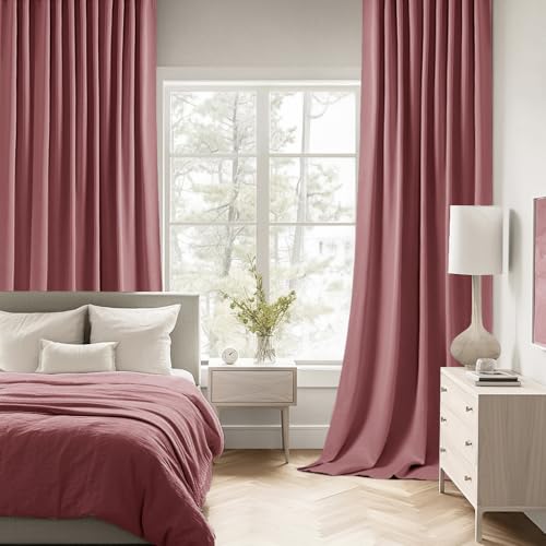 Dusty Rose Back Tab Blackout Curtains 52x90 Inch Long 2 Panels Set (2 Count)