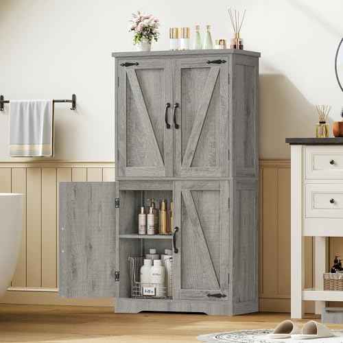 Farmhouse Storage Cabinet with 2 Adjustable Shelves