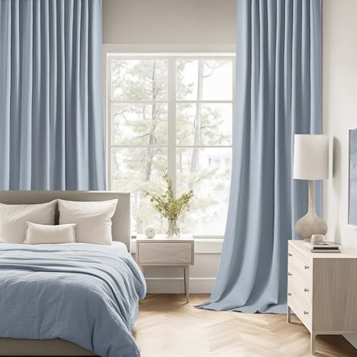 Light Blue Back Tab Blackout Curtains 52x120 Inch Long 2 Panels Set (2 Count)