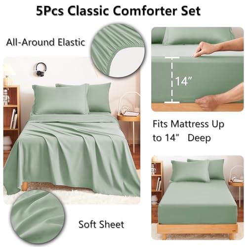 Twin XL Comforter Set Sage Green