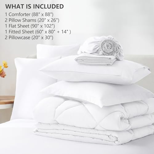 Queen Comforter Set with Sheets White