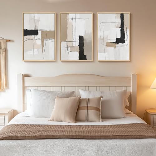Framed Neutral Black and White Abstract Wall Art (3 Count)
