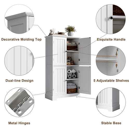 Bathroom Floor Cabinet with Adjustable Shelves