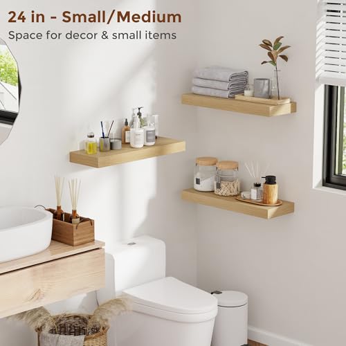 36 Inch Floating Shelves for Wall 8 Inch Deep Oak Shelves Set of 2 (2 Count)