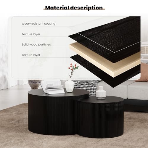 Round Nesting Coffee Table for Small Spaces