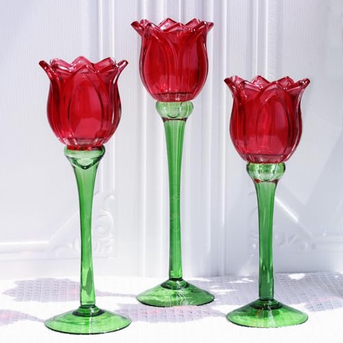 Red Tulips Tealight Candle Holder Set of 3 (3 Count)