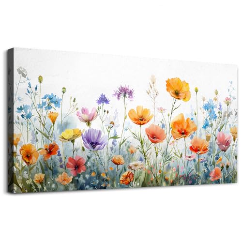 Vintage Wildflower Canvas Prints Painting Large Wall Decor For Living Room Wall Art For Bedroom Office Decoration Flowers Pictures Artworks Ready To Hang Modern Aesthetic Framed Home Decor