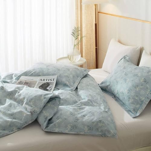 Vintage Floral Comforter Set Full Size Farmhouse Blue Flower Bedding Comforter Chic Floral Girls Cottagecore Bedding Set Soft Microfiber Cute Flower Botanical Comforter Set for All Season