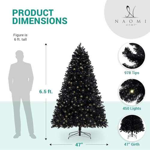 6.5ft Black Christmas Tree with Lights