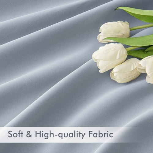 Light Blue Back Tab Blackout Curtains 52x96 Inch Long 2 Panels Set (2 Count)
