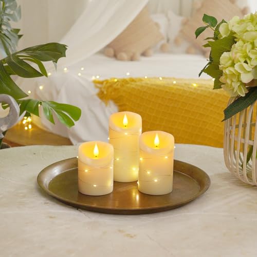 Flameless Candles with String Lights (3 count)